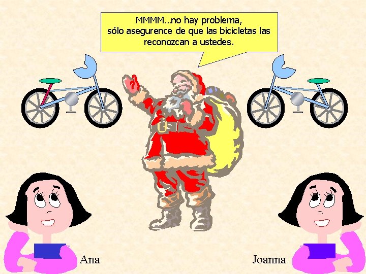 MMMM…no hay problema, sólo asegurence de que las bicicletas las reconozcan a ustedes. Ana