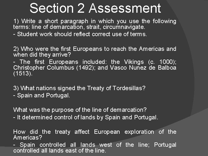 Section 2 Assessment 1) Write a short paragraph in which you use the following