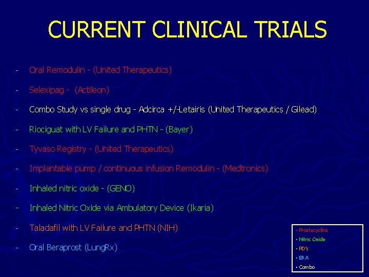 CURRENT CLINICAL TRIALS - Oral Remodulin - (United Therapeutics) - Selexipag - (Actileon) -