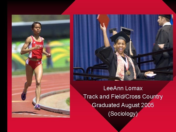 Lee. Ann Lomax Track and Field/Cross Country Graduated August 2005 (Sociology) 