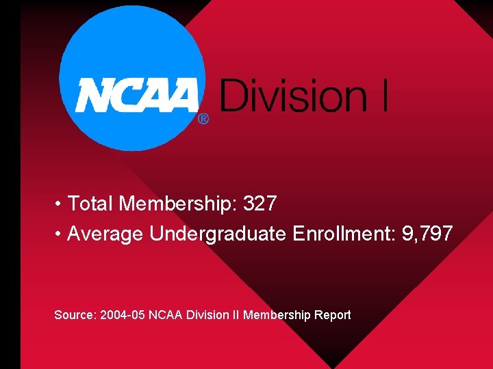  • Total Membership: 327 • Average Undergraduate Enrollment: 9, 797 Source: 2004 -05