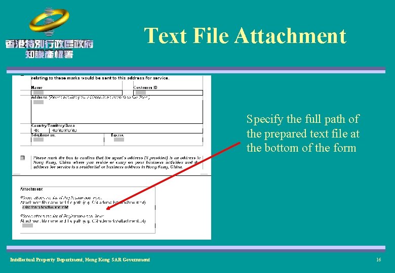 Text File Attachment Specify the full path of the prepared text file at the Text File Attachment Specify the full path of the prepared text file at the