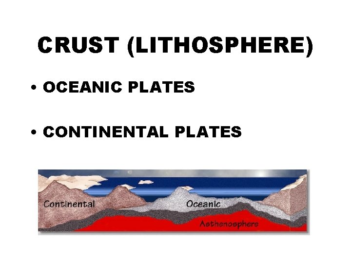 CRUST (LITHOSPHERE) • OCEANIC PLATES • CONTINENTAL PLATES 