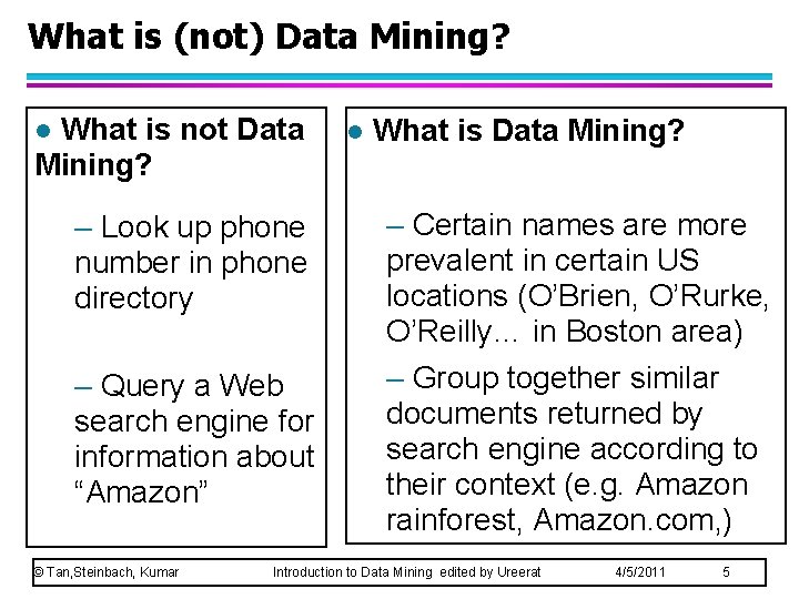 What is (not) Data Mining? What is not Data Mining? l – Look up