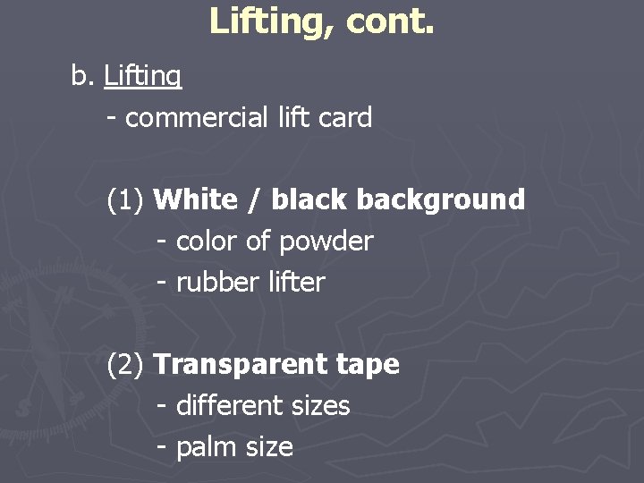 Lifting, cont. b. Lifting - commercial lift card (1) White / black background -