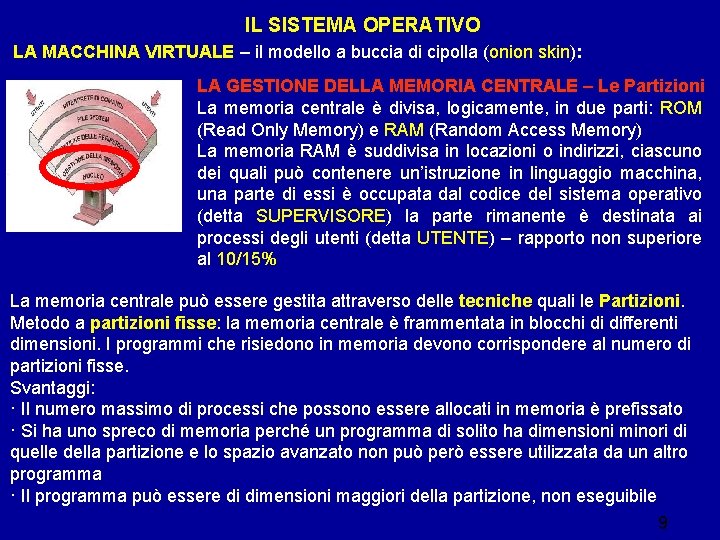 IL SISTEMA OPERATIVO LA MACCHINA VIRTUALE – il modello a buccia di cipolla (onion IL SISTEMA OPERATIVO LA MACCHINA VIRTUALE – il modello a buccia di cipolla (onion