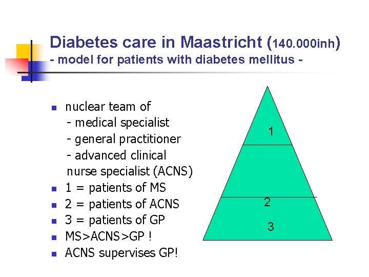 Diabetes care in Maastricht (140. 000 inh) - model for patients with diabetes mellitus