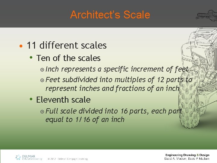 Architect’s Scale • 11 different scales • Ten of the scales Inch represents a