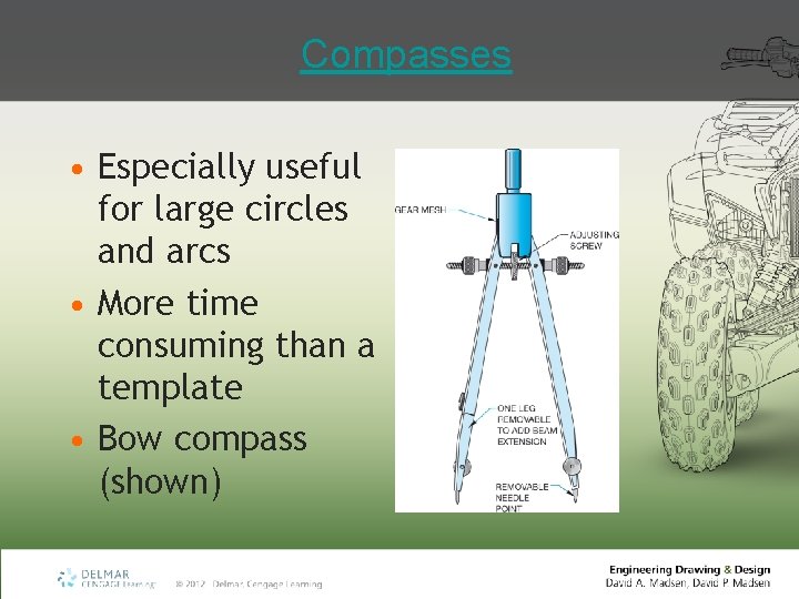 Compasses • Especially useful for large circles and arcs • More time consuming than