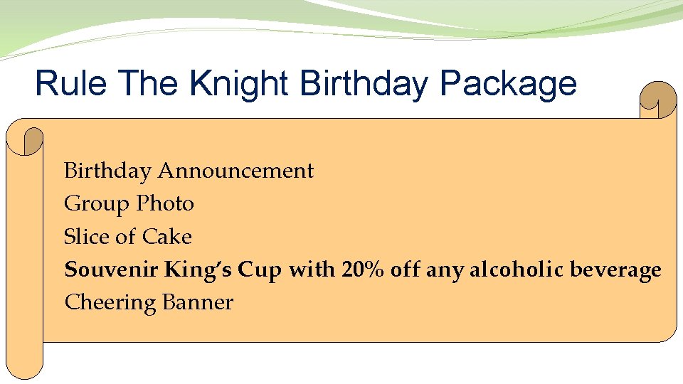 Rule The Knight Birthday Package Birthday Announcement Group Photo Slice of Cake Souvenir King’s