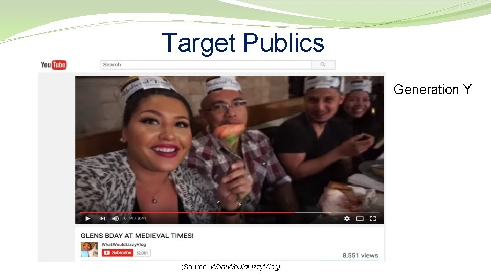 Target Publics Generation Y (Source: What. Would. Lizzy. Vlog) 