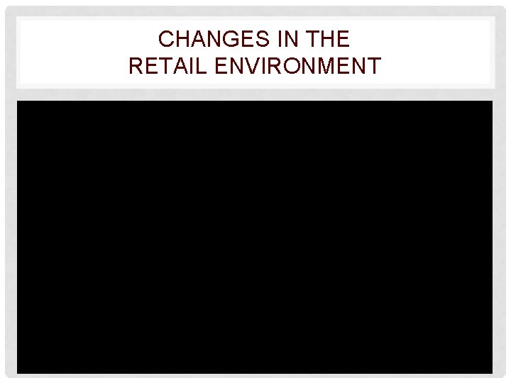 CHANGES IN THE RETAIL ENVIRONMENT 21 