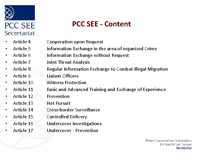 PCC SEE - Content • • • • Article 4 Article 5 Article 6