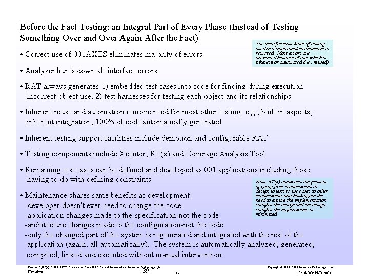 Before the Fact Testing: an Integral Part of Every Phase (Instead of Testing Something