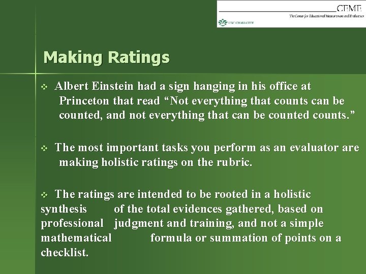 Making Ratings v Albert Einstein had a sign hanging in his office at Princeton