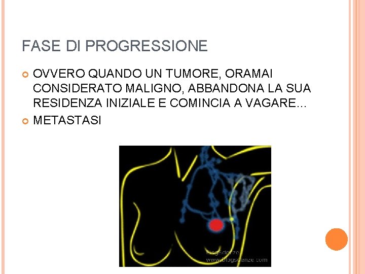 FASE DI PROGRESSIONE OVVERO QUANDO UN TUMORE, ORAMAI CONSIDERATO MALIGNO, ABBANDONA LA SUA RESIDENZA