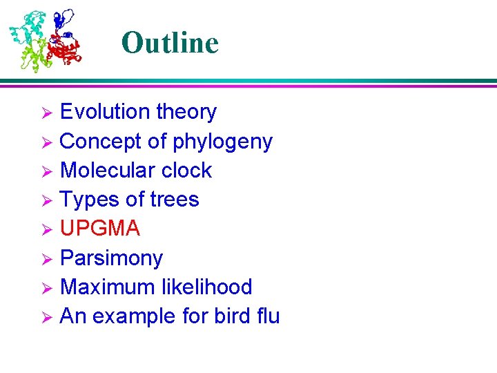 Outline Evolution theory Ø Concept of phylogeny Ø Molecular clock Ø Types of trees Outline Evolution theory Ø Concept of phylogeny Ø Molecular clock Ø Types of trees