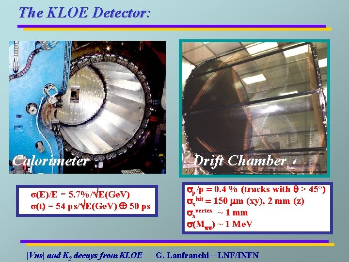 The KLOE Detector: Calorimeter σ(E)/E = 5. 7%/ E(Ge. V) σ(t) = 54 ps/