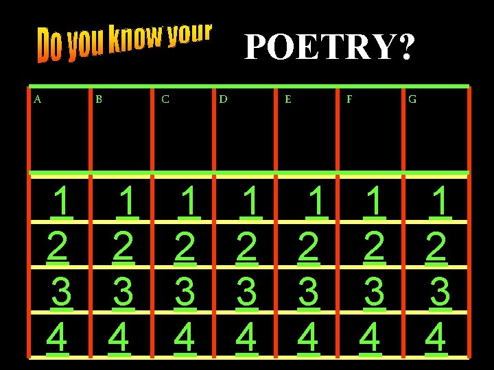 POETRY? A B C D E F G 1 1 1 1 2 2