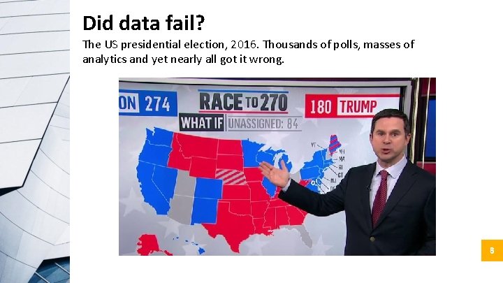 Did data fail? The US presidential election, 2016. Thousands of polls, masses of analytics