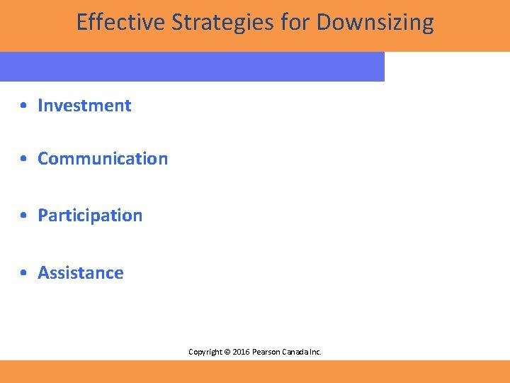Effective Strategies for Downsizing • Investment • Communication • Participation • Assistance Copyright ©
