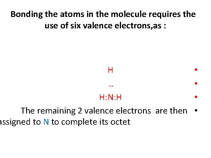 Bonding the atoms in the molecule requires the use of six valence electrons, as