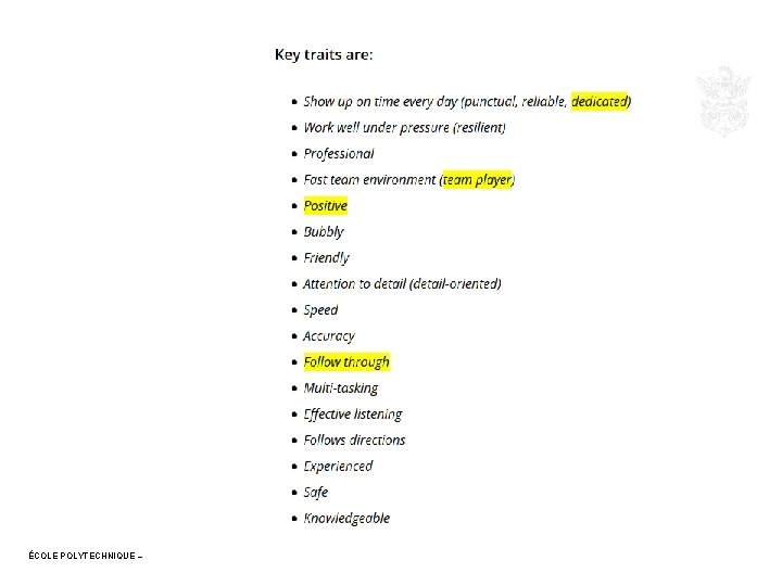 ÉCOLE POLYTECHNIQUE – 