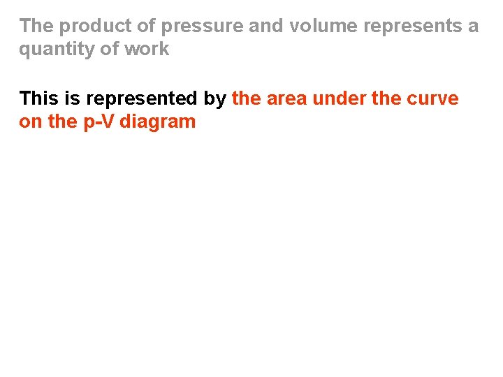 The product of pressure and volume represents a quantity of work This is represented