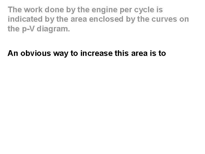 The work done by the engine per cycle is indicated by the area enclosed