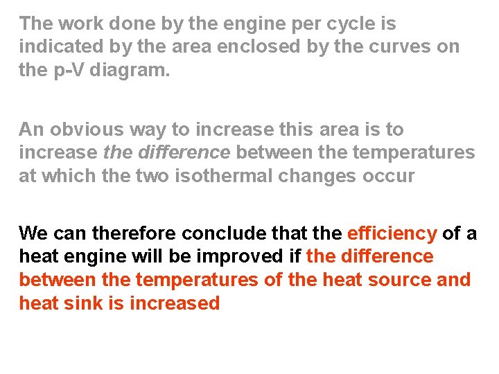 The work done by the engine per cycle is indicated by the area enclosed