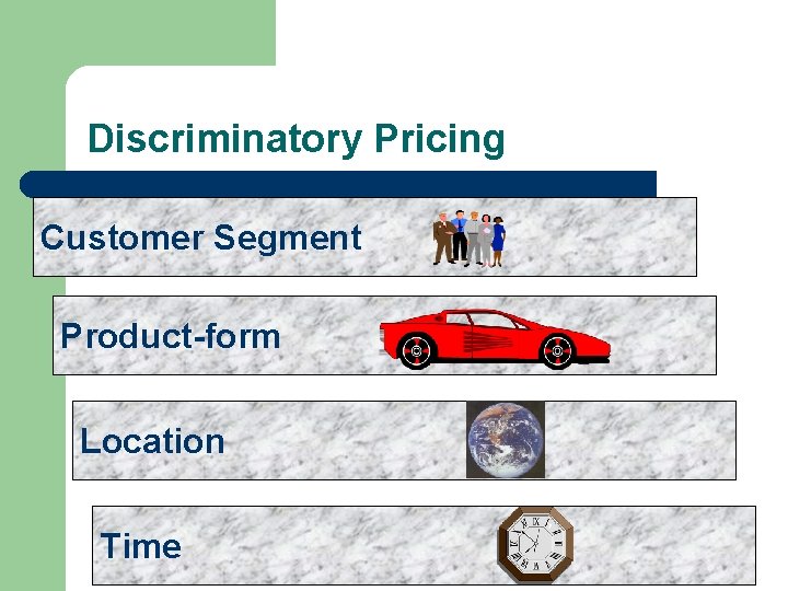 Discriminatory Pricing Customer Segment Product-form Location Time 