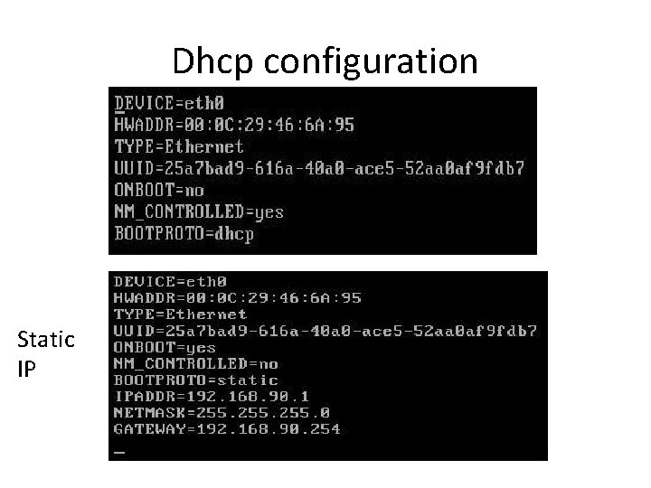 Dhcp configuration Static IP 