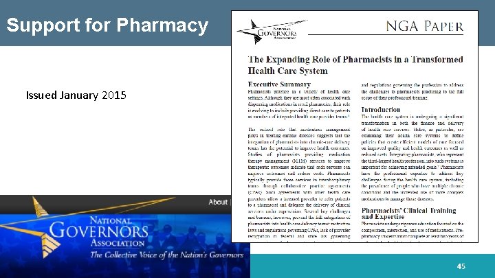 Support for Pharmacy Issued January 2015 45 