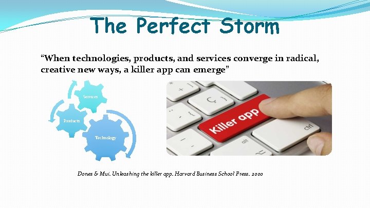 The Perfect Storm “When technologies, products, and services converge in radical, creative new ways,