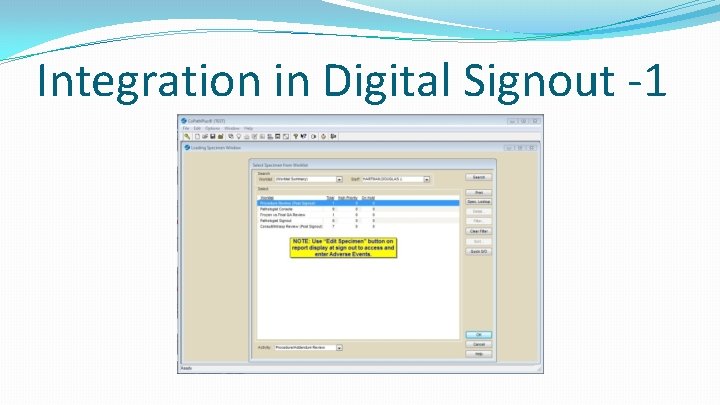 Integration in Digital Signout -1 