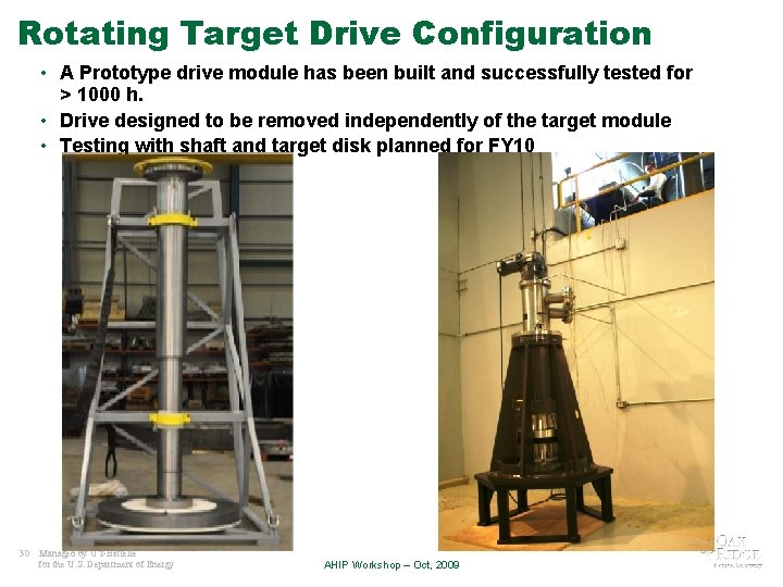 Rotating Target Drive Configuration • A Prototype drive module has been built and successfully