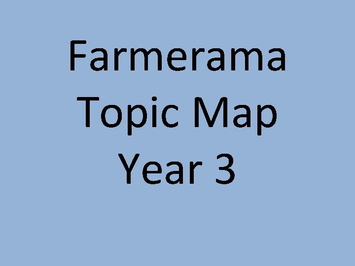 Farmerama Topic Map Year 3 Science Grow own