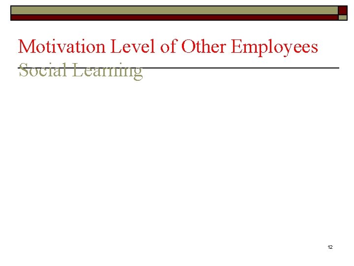 Motivation Level of Other Employees Social Learning 12 