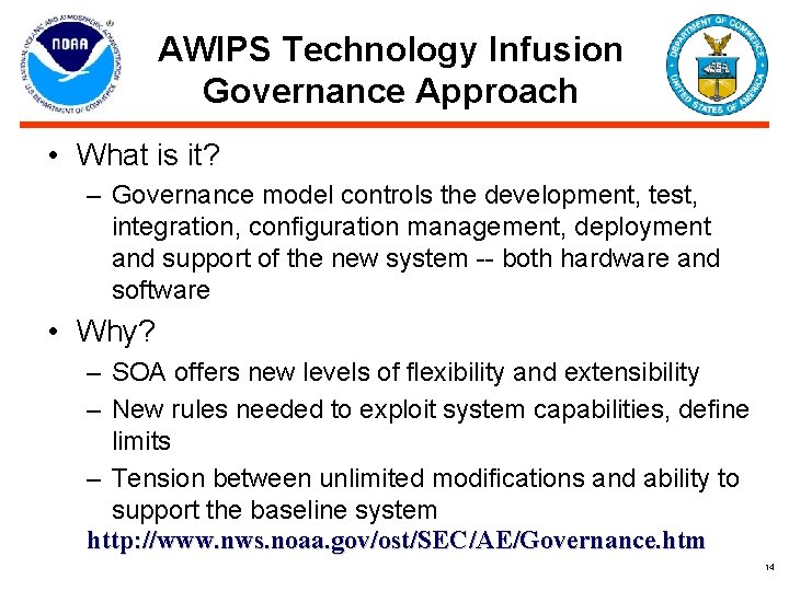AWIPS Technology Infusion Governance Approach • What is it? – Governance model controls the