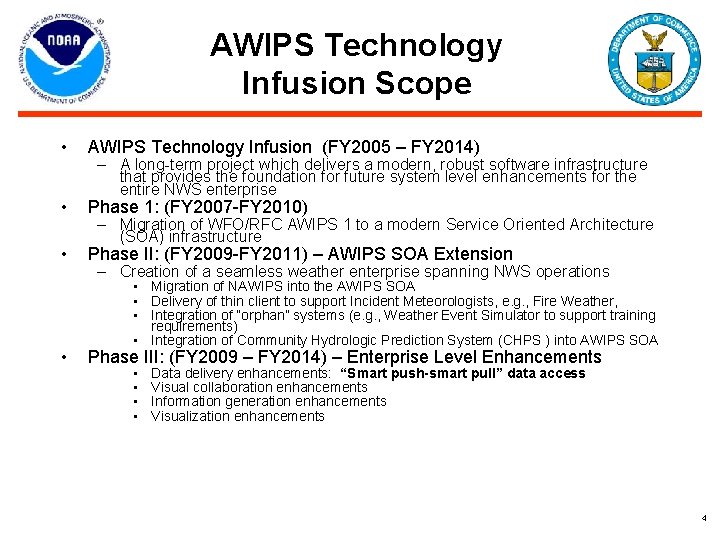 AWIPS Technology Infusion Scope • AWIPS Technology Infusion (FY 2005 – FY 2014) •
