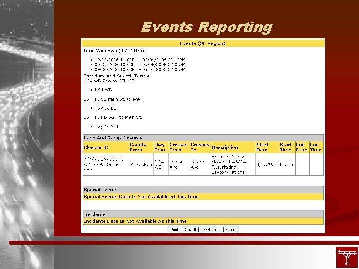 Events Reporting 