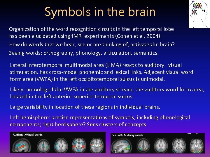 Symbols in the brain Organization of the word recognition circuits in the left temporal