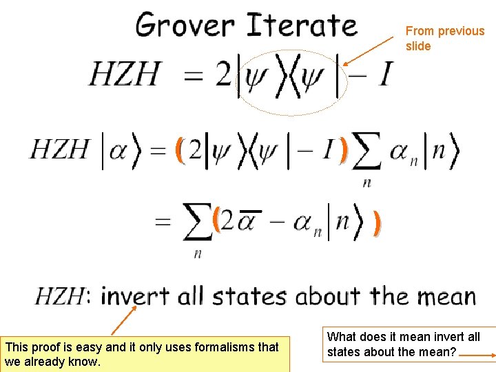 From previous slide ( ) ( This proof is easy and it only uses
