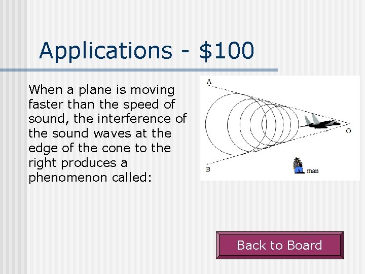 Applications - $100 When a plane is moving faster than the speed of sound,