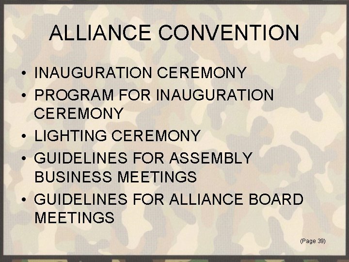 ALLIANCE CONVENTION • INAUGURATION CEREMONY • PROGRAM FOR INAUGURATION CEREMONY • LIGHTING CEREMONY •