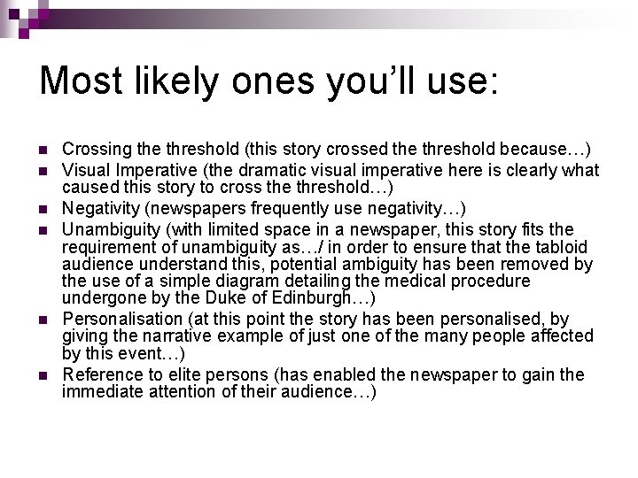 Most likely ones you’ll use: n n n Crossing the threshold (this story crossed