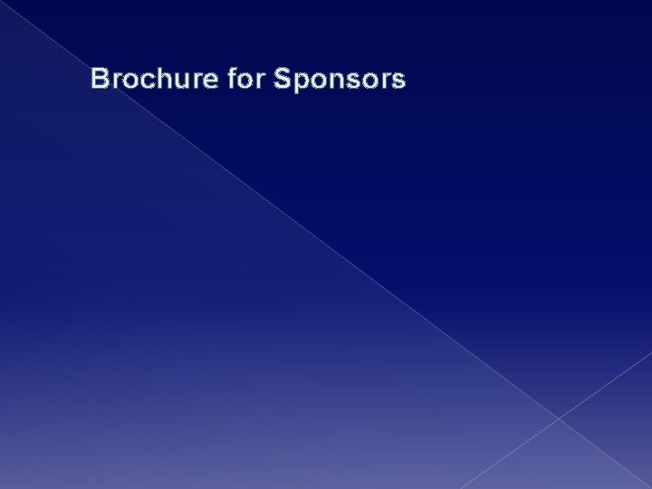 Brochure for Sponsors 