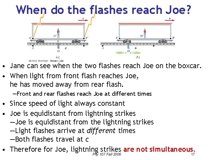 When do the flashes reach Joe? • Jane can see when the two flashes