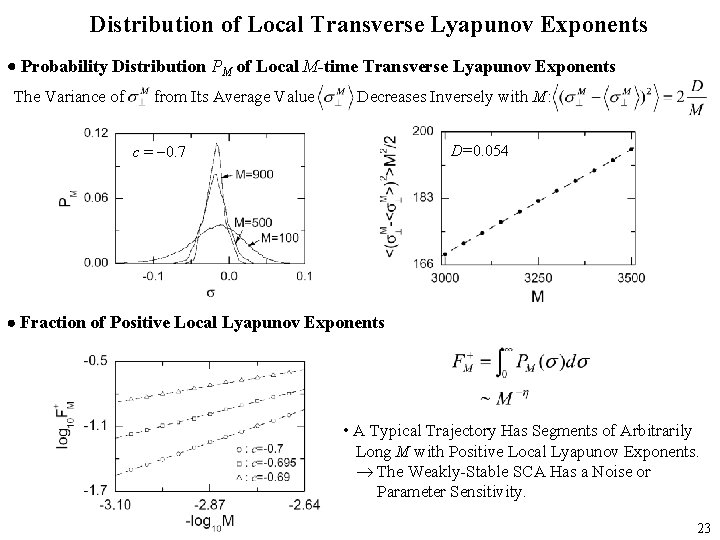 Distribution of Local Transverse Lyapunov Exponents Probability Distribution PM of Local M-time Transverse Lyapunov