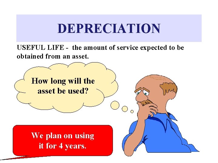 DEPRECIATION USEFUL LIFE - the amount of service expected to be obtained from an